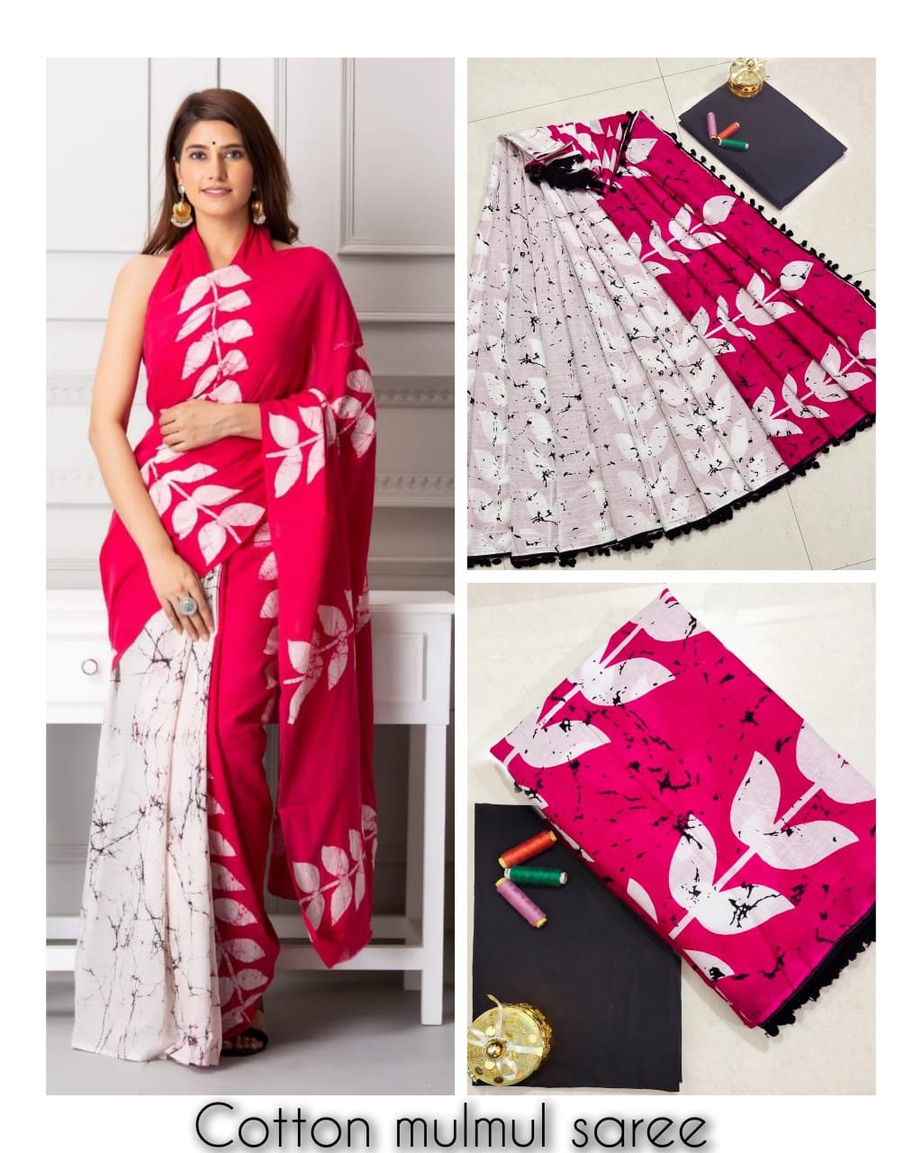Bagru Block Printed Mulmul Cotton Saree